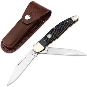 Boker Folding Hunter 4.5 Inch Pocket Knife, Jigged Black Bone, Traditional Series 2.0, Made in Germany in Saudi Arabia