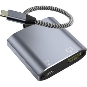 USB C to HDMI 2-in-1 Adapter, Thunderbolt 3 to HDMI Adapter, USB C Hub with PD Charging, Durable Design for MacBook, iPad, iPhone, High-Speed Data Transfer & Power Delivery (Grey) in Saudi Arabia