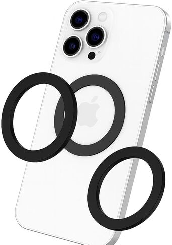 Universal Metal Ring Sticker for Magnetic Charger Compatible with iPhone/Samsung/Android All Cellphones, Magnetic Mount/Phone Holder Conversion Accessories, 2Pcs, Black in Saudi Arabia