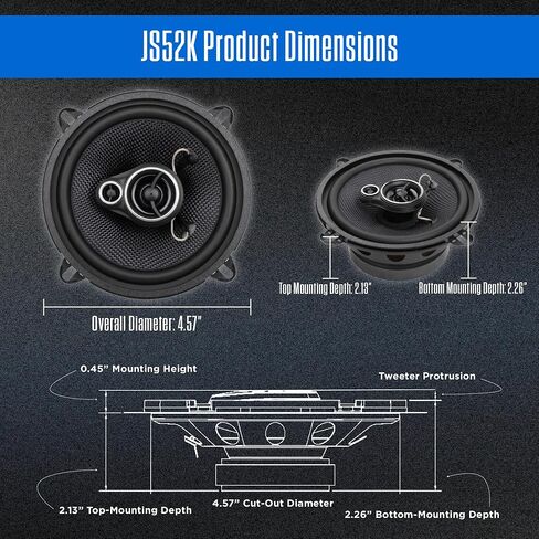 Jensen APEX JS52K 5.25" 3-Way Aramid Fiber Car Speakers Pair 200W Peak in Kuwait