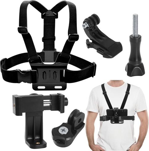 Mobile Phone Chest Adjustable Strap Mount GoPro Chests, Cell Phone Clips Harness Holder Bracket for GoPro Hero 2018/7/6/5/4/3, Session, Action Camera Chest Strap Holder in Kuwait