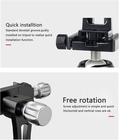 Ultralight Phone Tripod Mount T6061 Aerospace Aluminum 150g 360° Ball Head Auto-Clamp Gravity Sensor Fit 58-88mm Phones for Vlogging/Car/Desktop Filming (YH-BFZ-01C) in Saudi Arabia