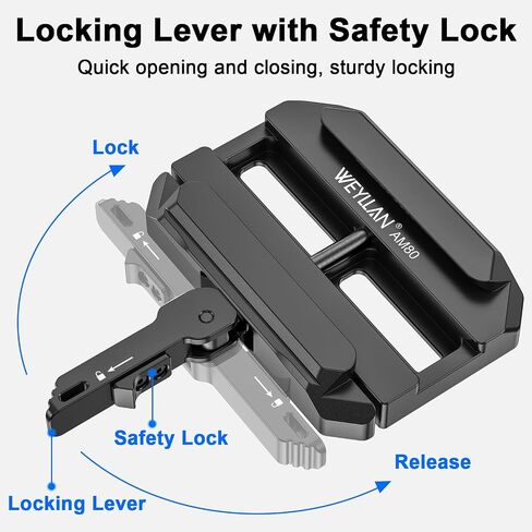 WEYLLAN AM80 MLOK to Arca-Swiss Adapter with Lever Release, Safety Lock, Tool-Free Adjust, Anti-Rotation Recoil Resistance in Saudi Arabia