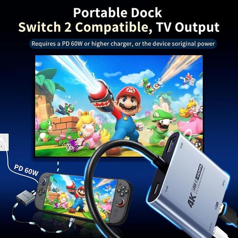 Guermok 5-in-1 USB-C Hub, Switch 2 Travel Dock, USBC to HDMI 4K60Hz Display in Saudi Arabia