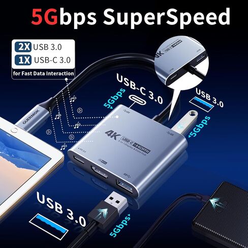 Guermok 5-in-1 USB-C Hub, Switch 2 Travel Dock, USBC to HDMI 4K60Hz Display in Saudi Arabia