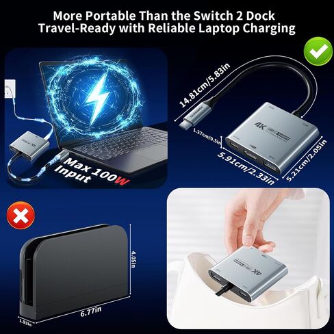 Guermok 5-in-1 USB-C Hub, Switch 2 Travel Dock, USBC to HDMI 4K60Hz Display in Saudi Arabia