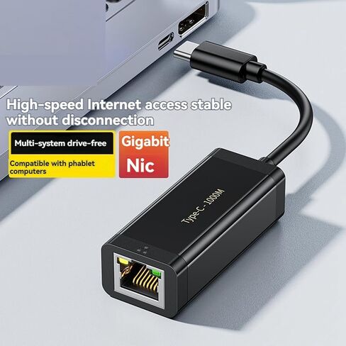 USB-C Ethernet Adapter 1000Mbps USB-C to RJ45 for Notebook in Kuwait