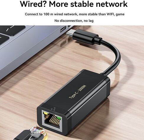 USB-C Ethernet Adapter 1000Mbps USB-C to RJ45 for Notebook in Kuwait