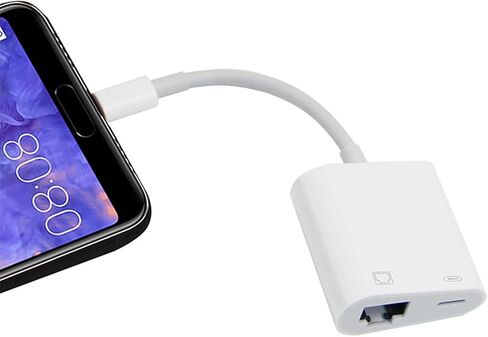 Type C OTG Ethernet Adapter USB C to RJ45 100Mbps Multiport Hub in Kuwait