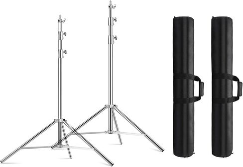 2-Pack 9.2ft Stainless Steel Light Stand & 2 Bag Set in Saudi Arabia