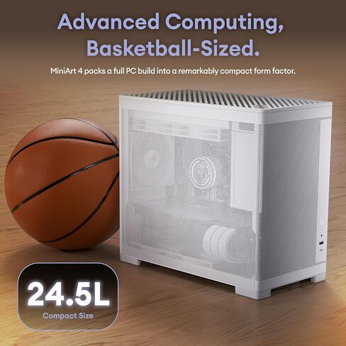 Okinos MiniArt 4 Micro ATX PC case, 2x120mm Reverse 3 Pin Fans & 1x120mm 3 Pin Fan Pre-Installed, 240mm Radiator Support, Compact MATX Case, Front Mounted PSU, MiniArt Series White in Kuwait