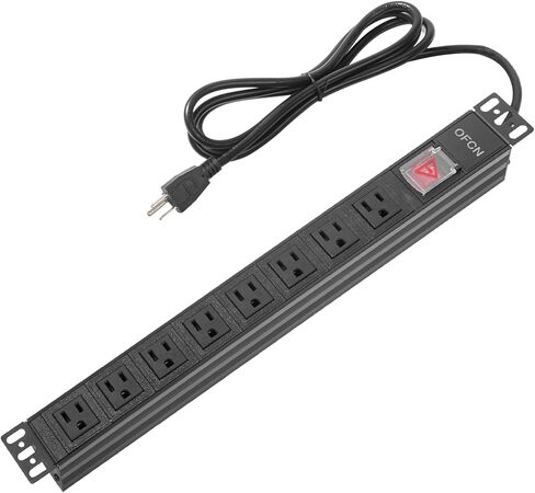 19" 1U Rack Mount PDU Power Strips 8 Outlet Mountable Power Strip, Wall Mount Outlet Power Strip Heavy Duty, Wide Spaced 15A 125V 1875W, 6 FT SJT 14AWG Power Cord (6FT) (8 Outlet) in Kuwait