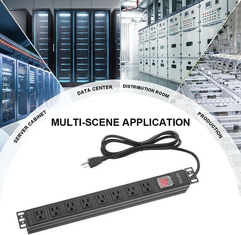 19" 1U Rack Mount PDU Power Strips 8 Outlet Mountable Power Strip, Wall Mount Outlet Power Strip Heavy Duty, Wide Spaced 15A 125V 1875W, 6 FT SJT 14AWG Power Cord (6FT) (8 Outlet) in Kuwait