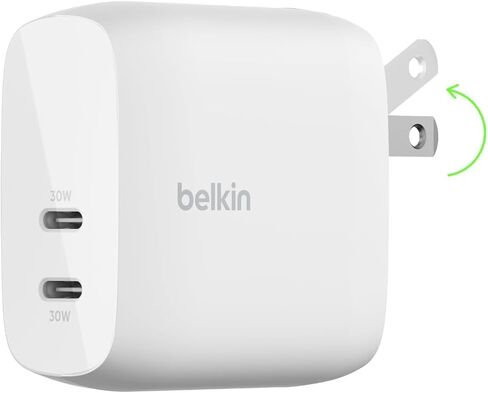 Belkin 60W Dual USB C Charger Block, PPS Fast Charging for Travel in Kuwait