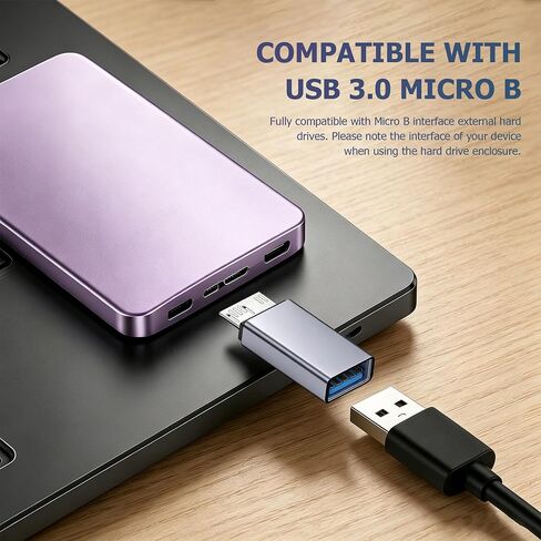 2 Pcs USB to Micro-B Adapter 10Gbps USB-A Female to Micro-B Male Plug Hard Drive Enclosure Interface Converter for Laptops,Hard Drive Cases,Tablets,Digital Cameras etc (USB-A Female) in Kuwait