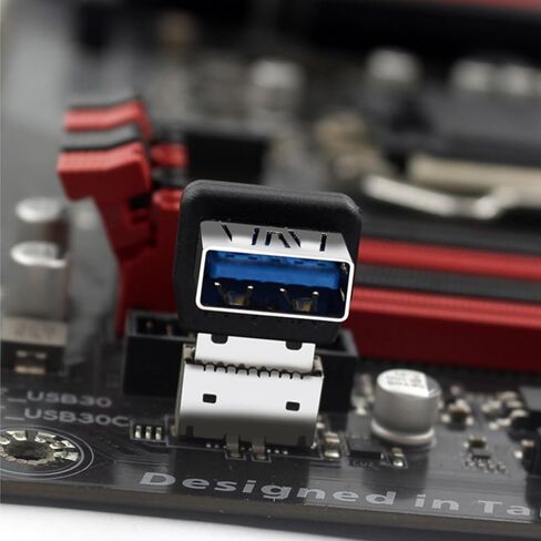 USB Type-E Male to USB-A Female Adapter, 90 Degree Right Angle Connector for Motherboard Front Panel Header（A+B in Saudi Arabia