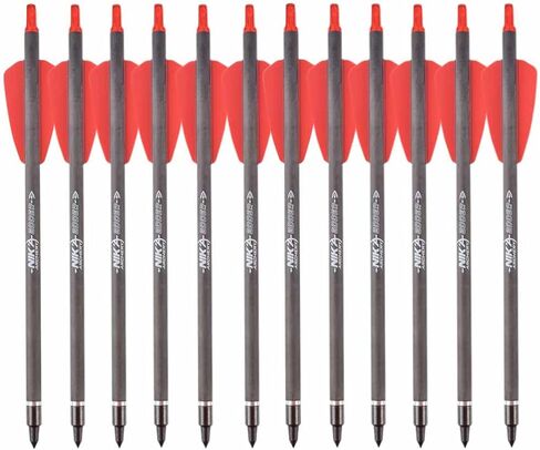 NIKA ARCHERY 7.5" inch Crossbow Bolts Carbon Arrows 2" Red Vanes with 100Grain Target Tips for Hunting Shooting 6/12pcs in Kuwait