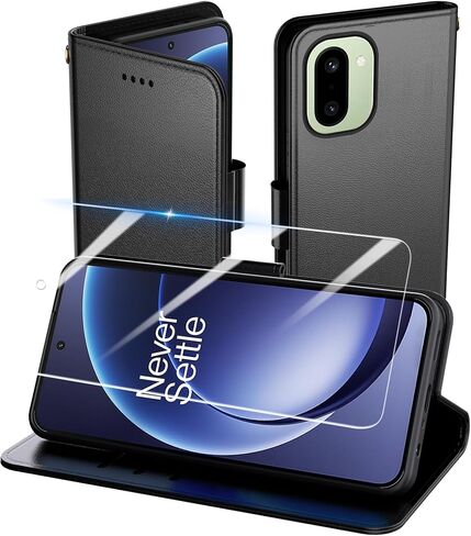 for Moto Edge 2026 Wallet Case with Screen Protector Tempered Glass, with Credit Holder Card Slots Magnetic Closure Protective Phone Cover for Motorola Edge 2026 - Black in Saudi Arabia