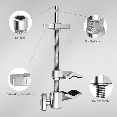 6" End Jaw Grip Head with 5/8" Stud, Anti Twist Pipe Grip Clamp & Rubber Pads for C Stand, Light Stand, LED Video Light & Softbox Mounting in Kuwait