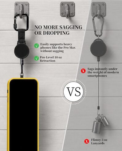 2-Pack Retractable Phone Tether, Anti-Theft Phone Strap with Locking Carabiner, Heavy-Duty Steel Line Cell Phone Lanyard for Hiking, Travel & Festivals in Saudi Arabia