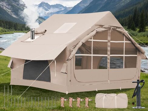 Inflatable Camping Tent,2/4/6/8/10 Person Glamping Inflatable Tents, Quick Setup Blow Up Tents with Pump, Waterproof Inflatable Tent for Camping, Air Glamping Tents for Adult in Saudi Arabia