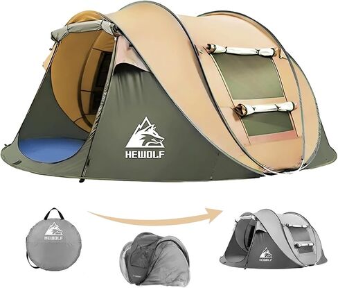 Hewolf 2/4 Person Pop Up Camping Tent,Instant Easy Setup,Waterproof,Automatic Family Tent for Camping,Hiking & Traveling in Saudi Arabia