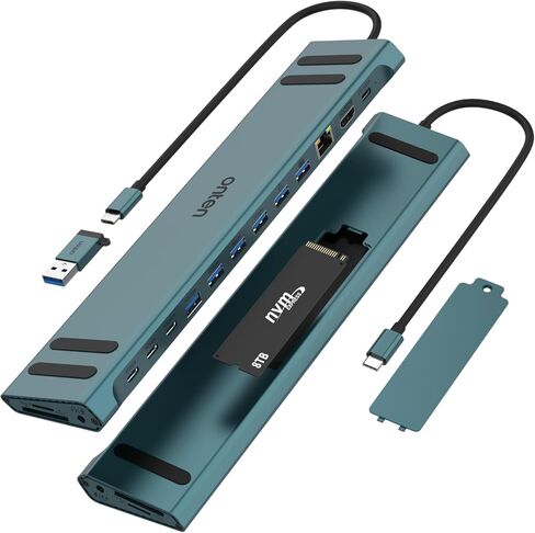 Onten USB C Docking Station with M.2 NVMe SSD Enclosure, 16-in-1 USB-C Hub with 4K HDMI, Ethernet, 5 USB 3.0, 3 USB-C, 100W PD, SD/TF Card Reader, Support 8TB M.2 NVMe SSD for MacBook, Windows Laptop in Saudi Arabia
