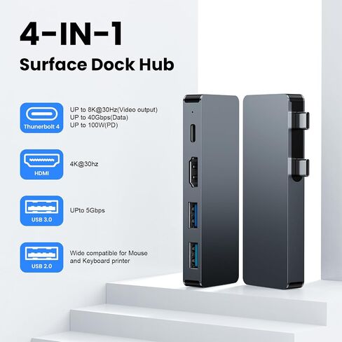 Surface Pro Docking Station 4-in-1 USB C Hub with HDMI USB 3.0/2.0 100W PD in Kuwait