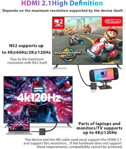 Switch 2 Dock+ Stand kit for Nintendo Switch 2 Portable Dock+HDMI 2.1/PD/USB A 3.2 Interface,Compatible with MASC/Laptops(Requires Manual firmware Update for NS2'S 21 Version) in Saudi Arabia