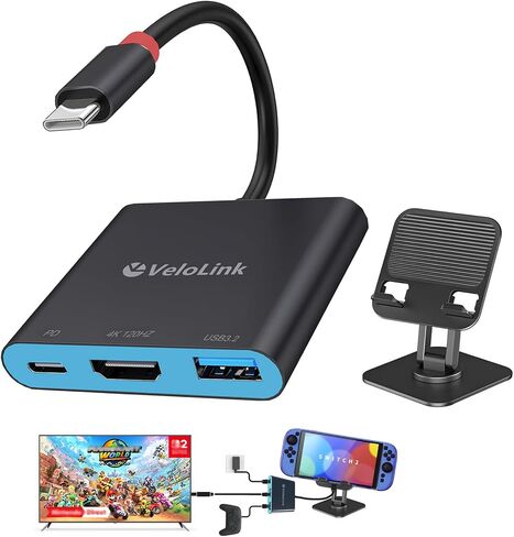 Switch 2 Dock+ Stand kit for Nintendo Switch 2 Portable Dock+HDMI 2.1/PD/USB A 3.2 Interface,Compatible with MASC/Laptops(Requires Manual firmware Update for NS2'S 21 Version) in Saudi Arabia