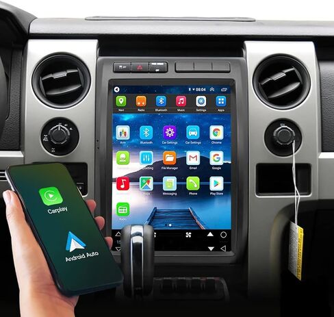 12.1" Carplay Screen Car Radio for Ford F150 Raptor 2009-2012 Years, 8 Core CPU, Carplay Android Auto Ready GPS WiFi FM DSP Bluetooth, Keep OEM Steering Wheel Control (A Model 4+64GB) in Saudi Arabia