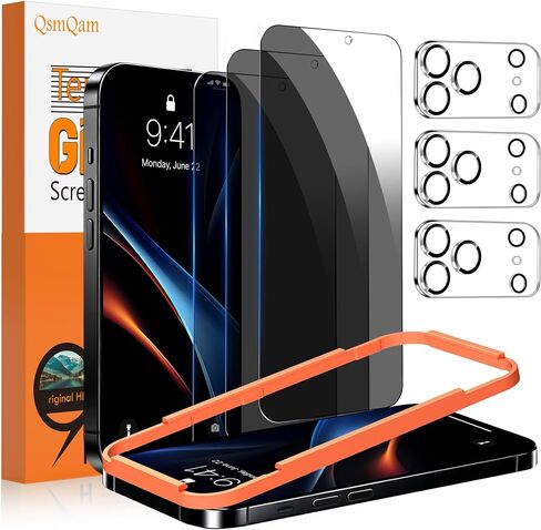 QsmQam for 18 Pro Max Privacy Screen Protector+Camera Lens Protector in Saudi Arabia