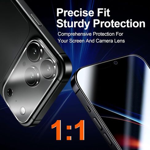QsmQam for 18 Pro Max Privacy Screen Protector+Camera Lens Protector in Saudi Arabia