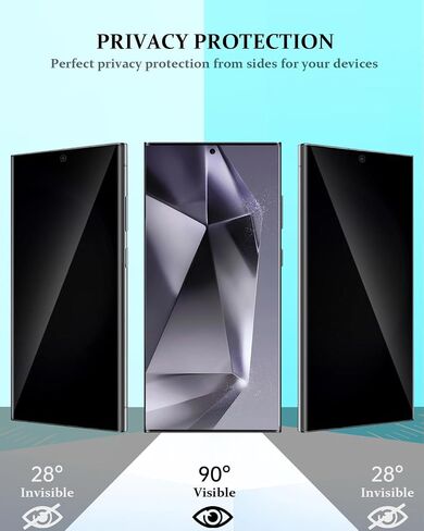 Compatible for Samsung Galaxy S24 Ultra Privacy Screen Protector Tempered Glass with Camera Lens Protector, Support Fingerprint ID Anti-Spy Tempered Glass Film for S24 Ultra 5G Black in Saudi Arabia