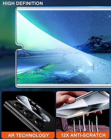 Compatible for Samsung Galaxy S24 Ultra Privacy Screen Protector Tempered Glass with Camera Lens Protector, Support Fingerprint ID Anti-Spy Tempered Glass Film for S24 Ultra 5G Black in Saudi Arabia