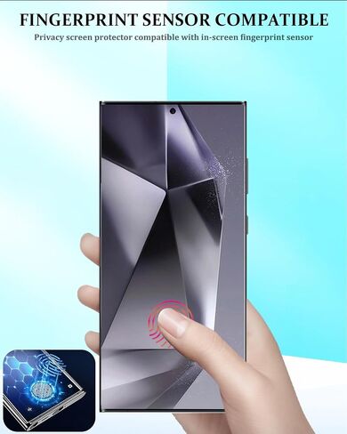 Compatible for Samsung Galaxy S24 Ultra Privacy Screen Protector Tempered Glass with Camera Lens Protector, Support Fingerprint ID Anti-Spy Tempered Glass Film for S24 Ultra 5G Black in Saudi Arabia