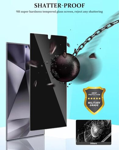 Compatible for Samsung Galaxy S24 Ultra Privacy Screen Protector Tempered Glass with Camera Lens Protector, Support Fingerprint ID Anti-Spy Tempered Glass Film for S24 Ultra 5G Black in Saudi Arabia
