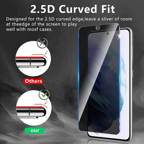 2 Pack Privacy Screen Protector Designed for Samsung Galaxy S21 5G,Full Coverage Anti-Spy Tempered Glass Film,9H Hardness,Anti-Fingerprint,Bubble Free,Easy to Install in Saudi Arabia