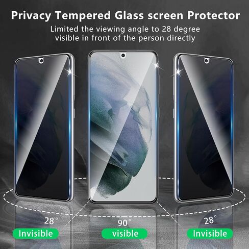2 Pack Privacy Screen Protector Designed for Samsung Galaxy S21 5G,Full Coverage Anti-Spy Tempered Glass Film,9H Hardness,Anti-Fingerprint,Bubble Free,Easy to Install in Saudi Arabia