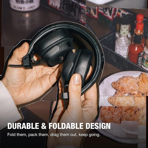 Marshall Milton A.N.C. Wireless On-Ear Headphones - Adaptive Noise Cancellation | 80 Hr Playtime | Microphone for Calls | Durable & Foldable Design for Travel | Spatial Audio - Black in Saudi Arabia