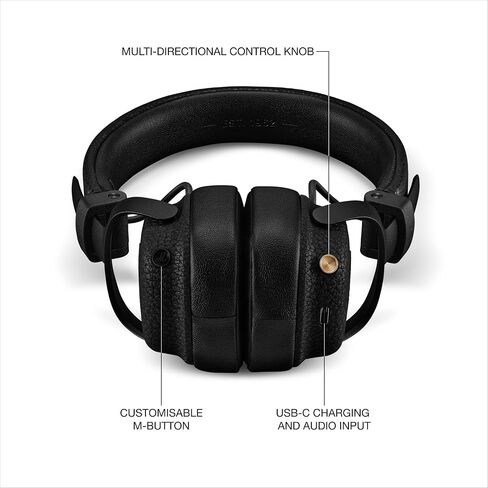 Marshall Milton A.N.C. Wireless On-Ear Headphones - Adaptive Noise Cancellation | 80 Hr Playtime | Microphone for Calls | Durable & Foldable Design for Travel | Spatial Audio - Black in Saudi Arabia