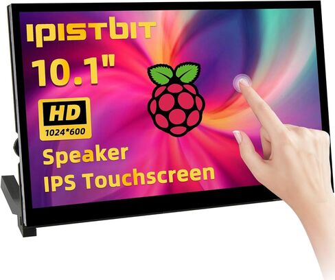 Raspberry Pi Screen, 10.1 Inch Touchscreen Monitor, IPS 1024×600, Dual Built-in Speakers, HDMI Portable Monitor Compatible with Raspberry Pi 5/4/3/Zero,Driver Free in Kuwait