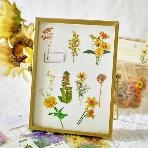 Transparent Pressed Flower Stickers 320 PCS-Dried Resin Leaves- Floral Decorative Scrapbook for Supplies Art Craft Journal Planner Bottles Phone Cases Laptops Decors in Saudi Arabia