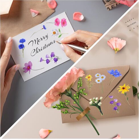 Transparent Pressed Flower Stickers 320 PCS-Dried Resin Leaves- Floral Decorative Scrapbook for Supplies Art Craft Journal Planner Bottles Phone Cases Laptops Decors in Saudi Arabia