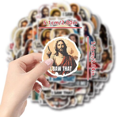 62 Pcs I Saw that Jesus Stickers Funny Cartoon Christian Stickers Pack Waterproof Vinyl Decals for Laptop Book Readers Water Bottles Journal Scrapbook in Kuwait