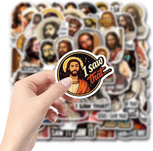 62 Pcs I Saw that Jesus Stickers Funny Cartoon Christian Stickers Pack Waterproof Vinyl Decals for Laptop Book Readers Water Bottles Journal Scrapbook in Kuwait
