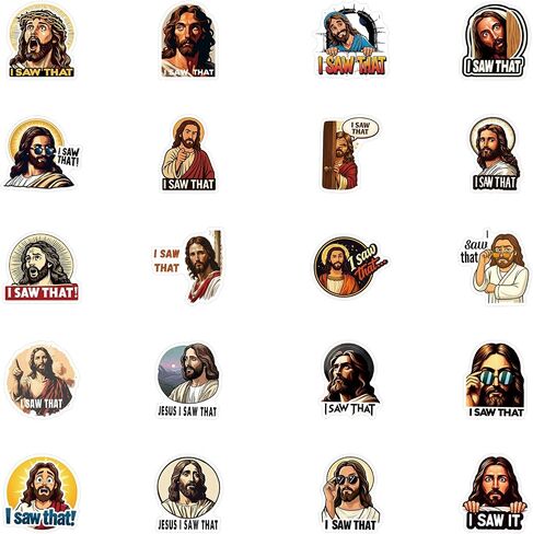 62 Pcs I Saw that Jesus Stickers Funny Cartoon Christian Stickers Pack Waterproof Vinyl Decals for Laptop Book Readers Water Bottles Journal Scrapbook in Kuwait