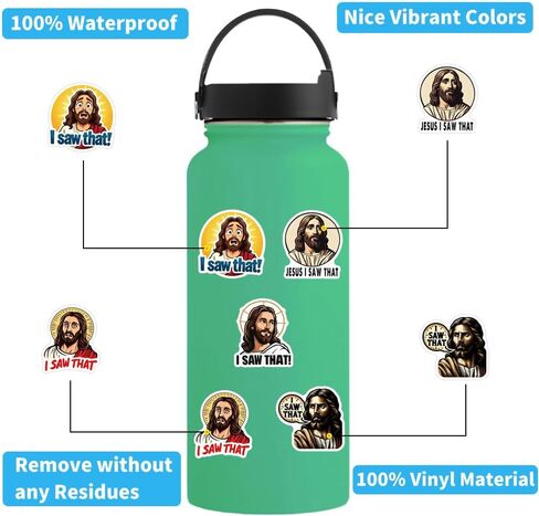 62 Pcs I Saw that Jesus Stickers Funny Cartoon Christian Stickers Pack Waterproof Vinyl Decals for Laptop Book Readers Water Bottles Journal Scrapbook in Kuwait