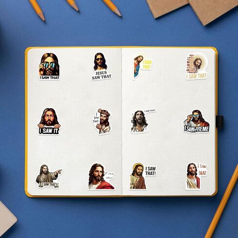 62 Pcs I Saw that Jesus Stickers Funny Cartoon Christian Stickers Pack Waterproof Vinyl Decals for Laptop Book Readers Water Bottles Journal Scrapbook in Kuwait