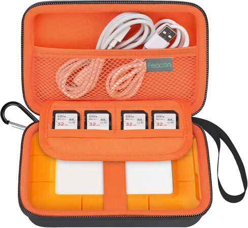 Hard Case for LaCie Rugged Mini/Rugged/Thunderbolt USB-C External Hard Drive Portable HDD 1TB 2TB 4TB 5TB Travel Case Protective Storage Bag with SD Card Slot (Case Only), Orange in Saudi Arabia
